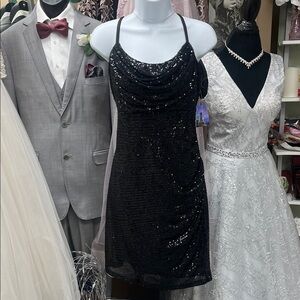 Night Way Collections Black Sequin Mini Dress